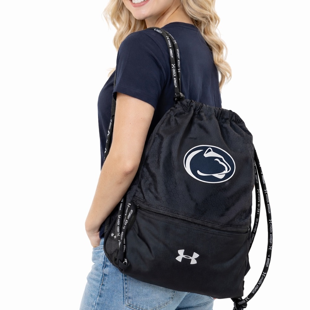 Under Armour Black Drawstring Backpack Penn State logo